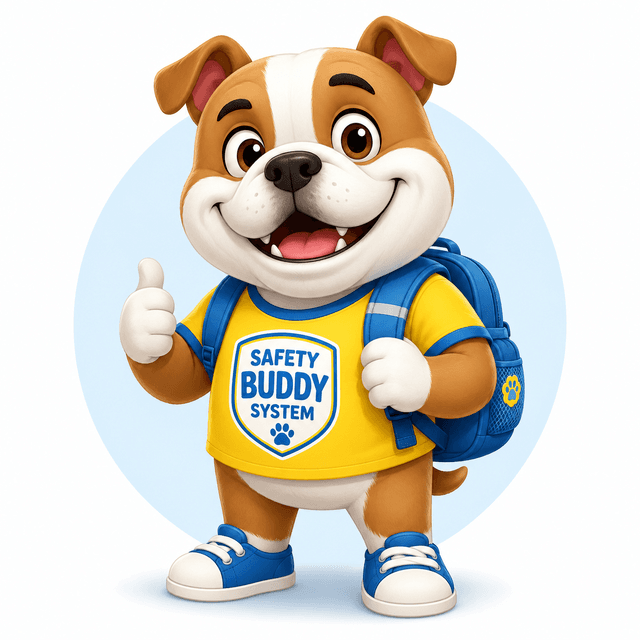 Buddy the bulldog mascot giving a thumbs up